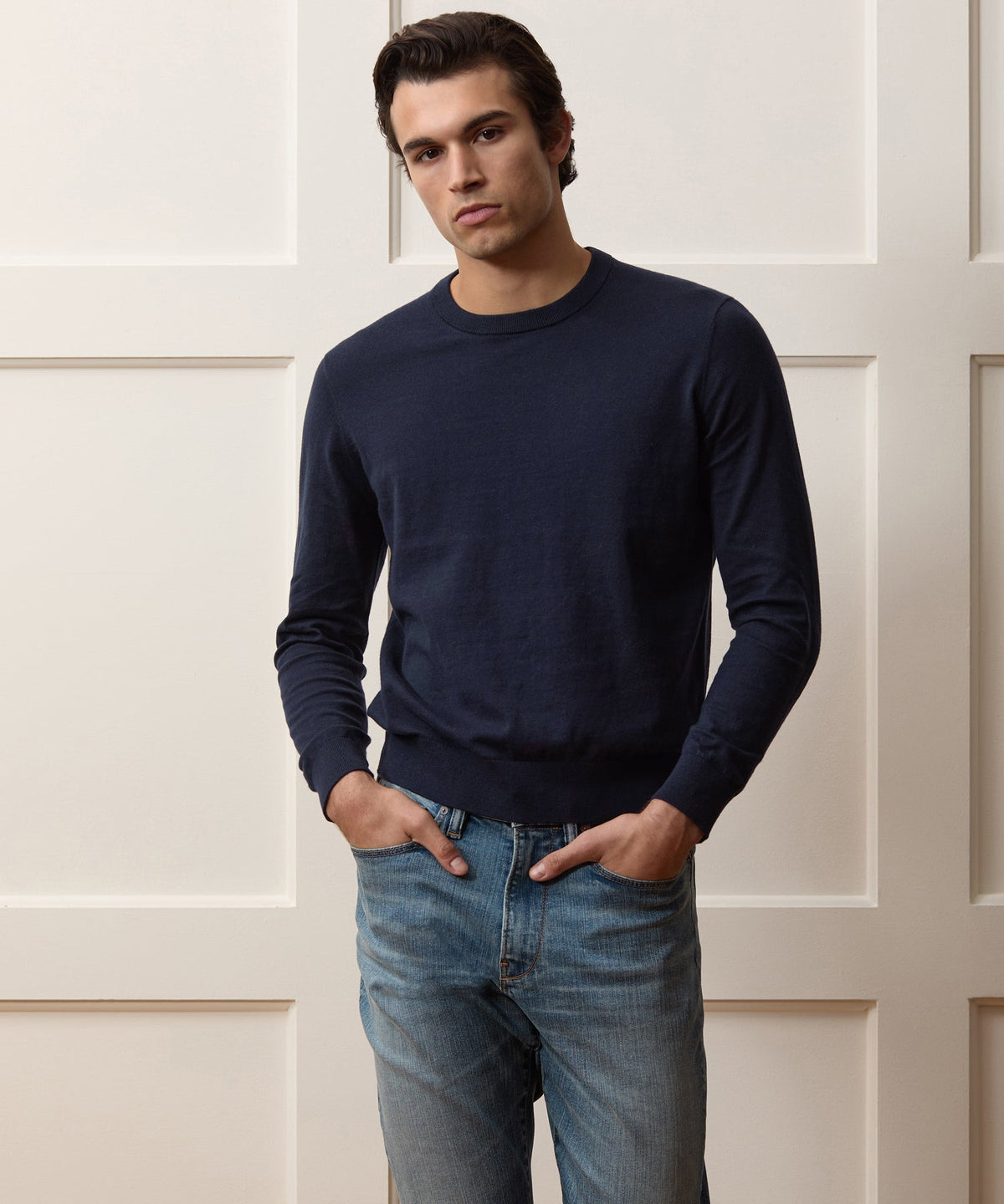 Todd Snyder Cotton-Cashmere Crewneck Sweater - Navy
