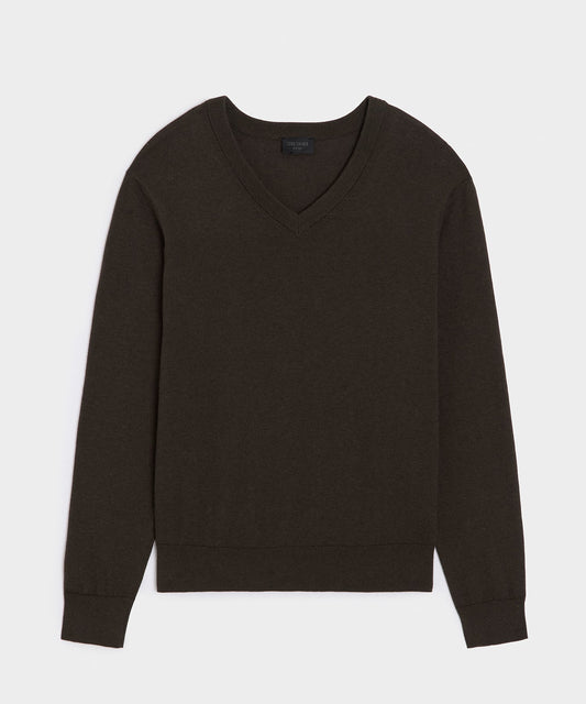 Todd Snyder Cotton-Cashmere V-Neck - Caviar