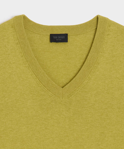 Todd Snyder Cotton-Cashmere V-Neck - Green Leaf