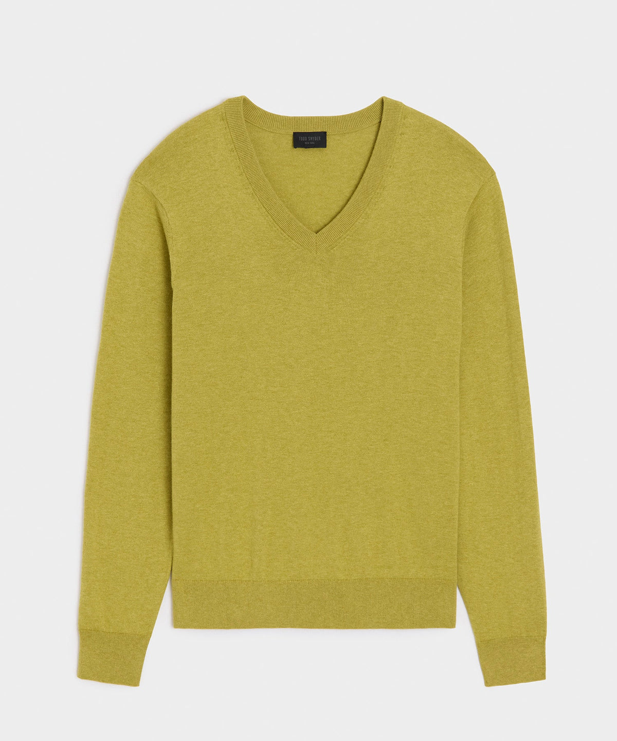 Todd Snyder Cotton-Cashmere V-Neck - Green Leaf