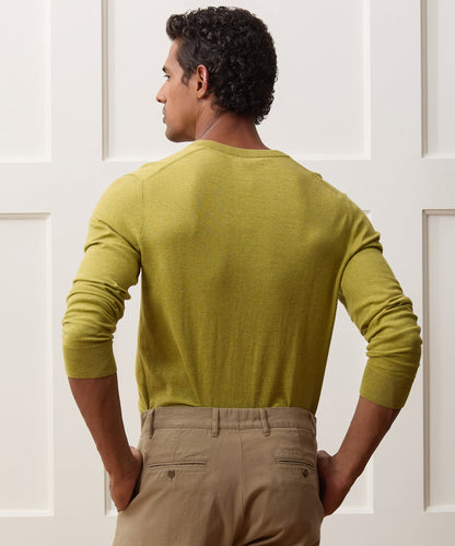 Todd Snyder Cotton-Cashmere V-Neck - Green Leaf