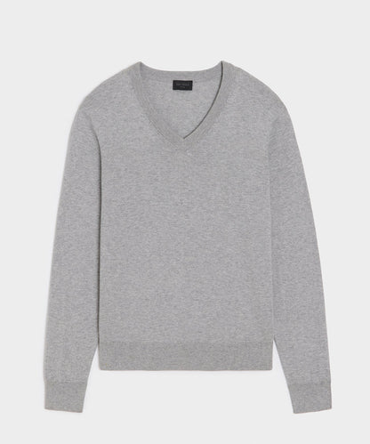 Todd Snyder Cotton-Cashmere V-Neck - Heather Grey