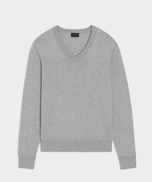 Todd Snyder Cotton-Cashmere V-Neck - Heather Grey