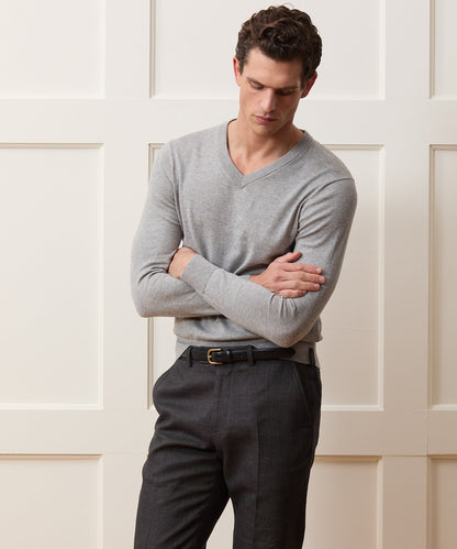 Todd Snyder Cotton-Cashmere V-Neck - Heather Grey