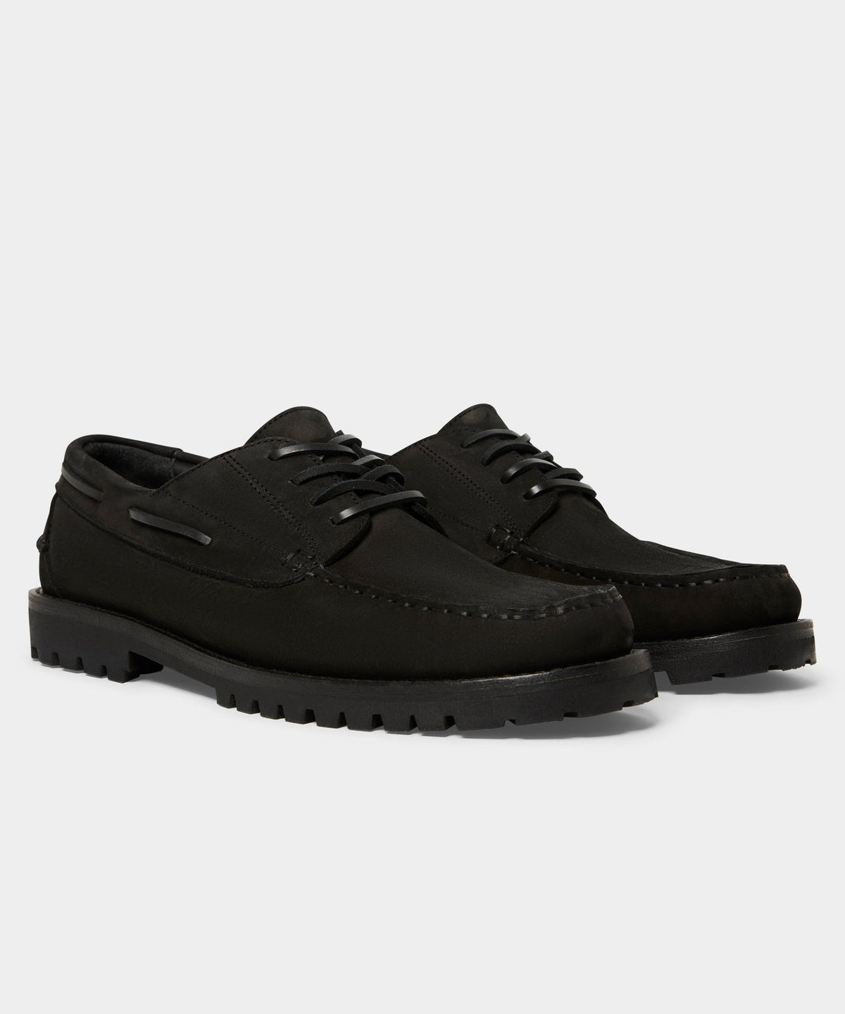 Todd Snyder Lug Sole Boat Shoe - Black