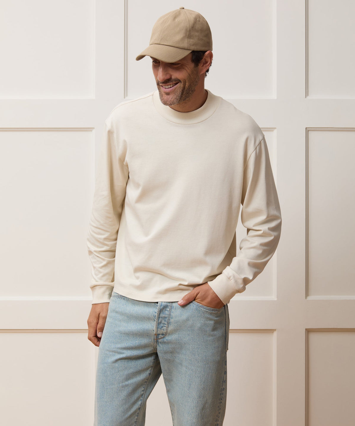 Todd Snyder Boxy Jersey Mockneck Tee - Chalk