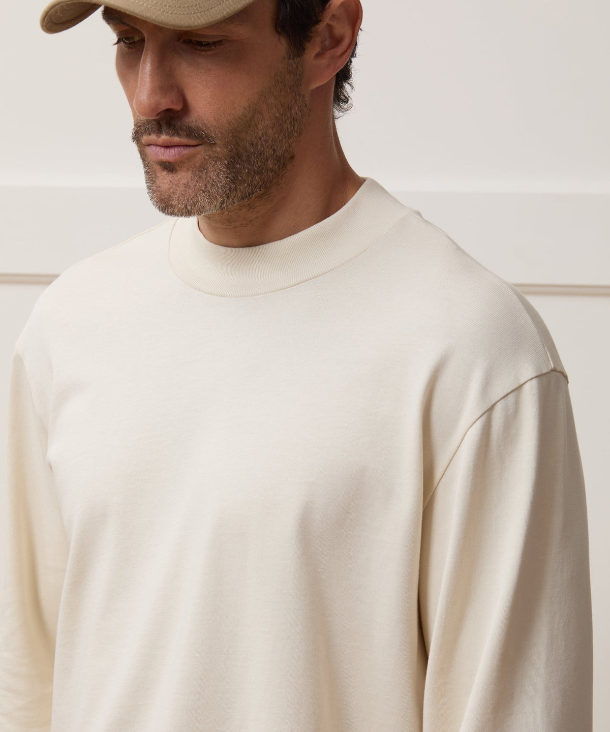 Todd Snyder Boxy Jersey Mockneck Tee - Chalk