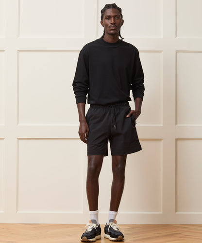 Todd Snyder Boxy Jersey Mockneck Tee - Black