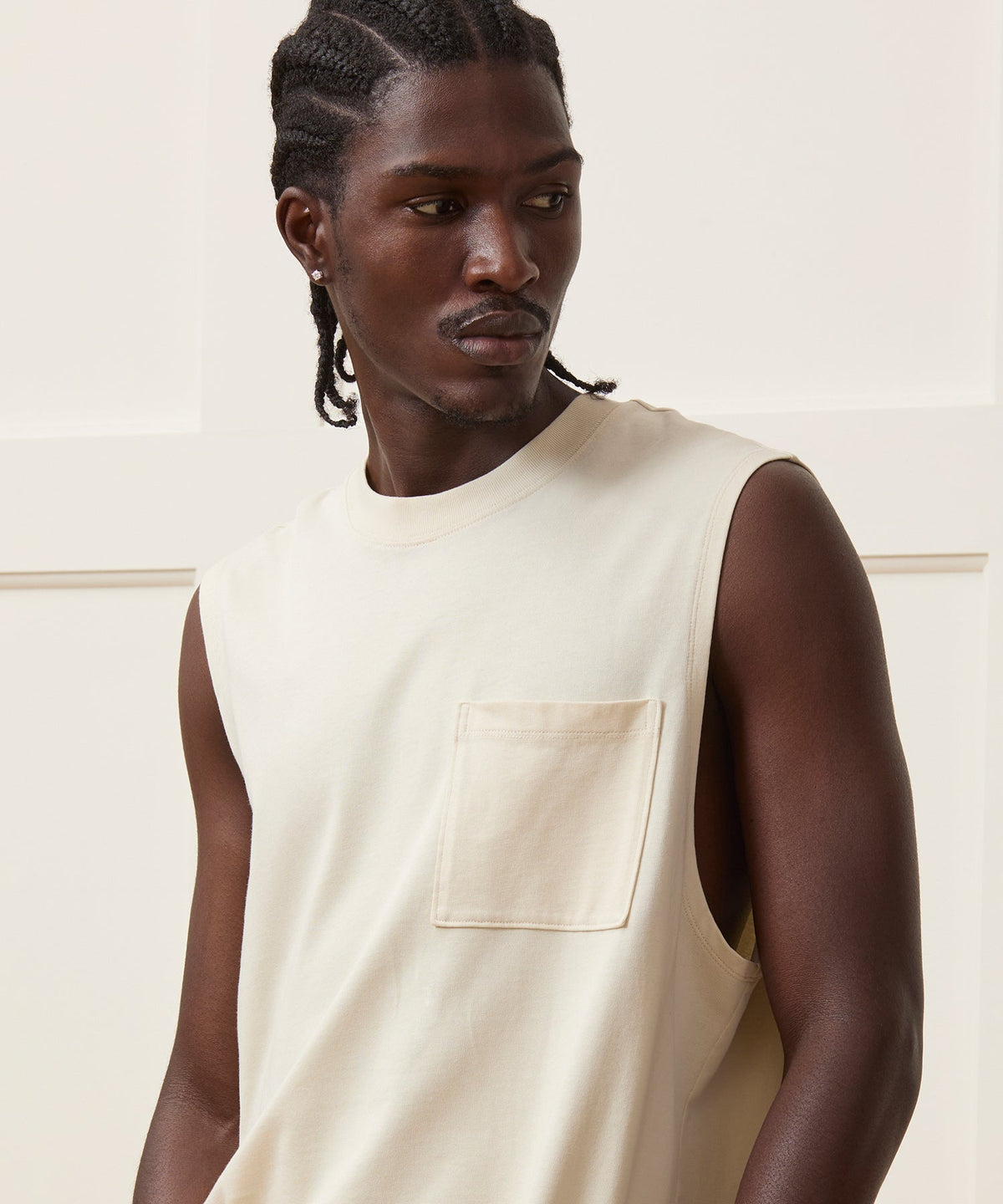 Todd Snyder Boxy Jersey Muscle Tank - Chalk
