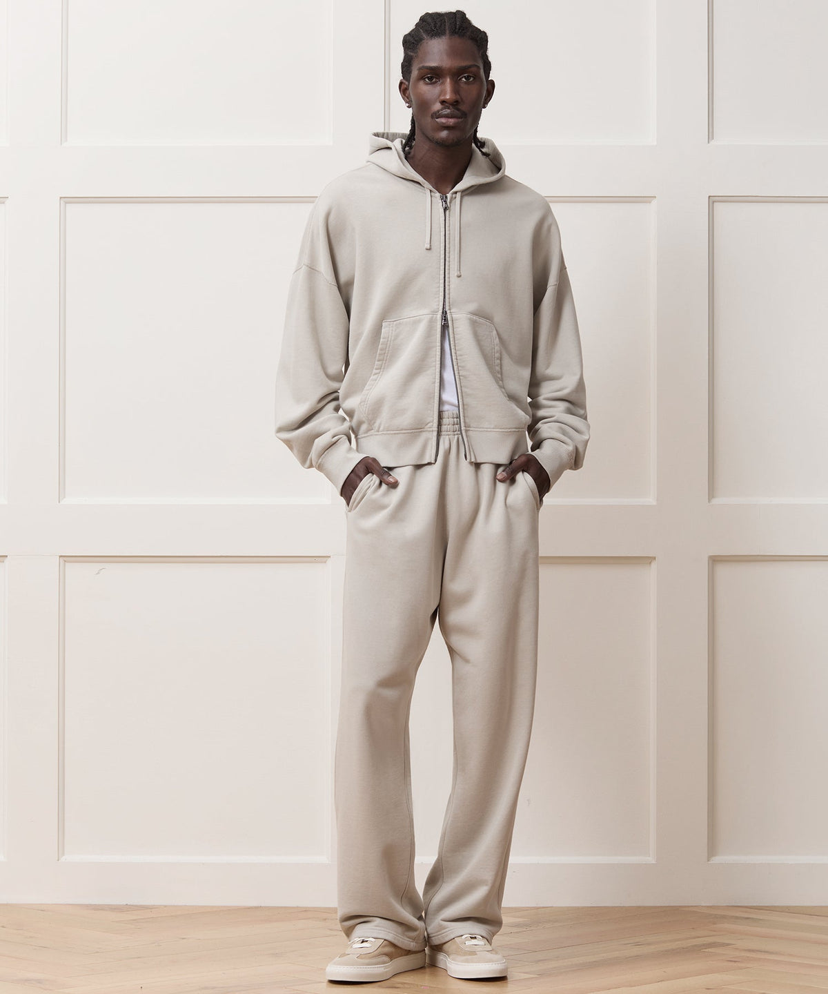 Todd Snyder Soho Full-Zip Sweatshirt - Stone