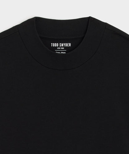 Todd Snyder Boxy Jersey Mockneck Tee - Black