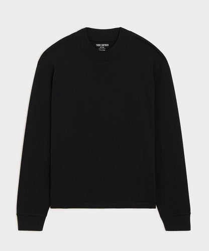 Todd Snyder Boxy Jersey Mockneck Tee - Black