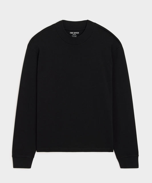 Todd Snyder Boxy Jersey Mockneck Tee - Black