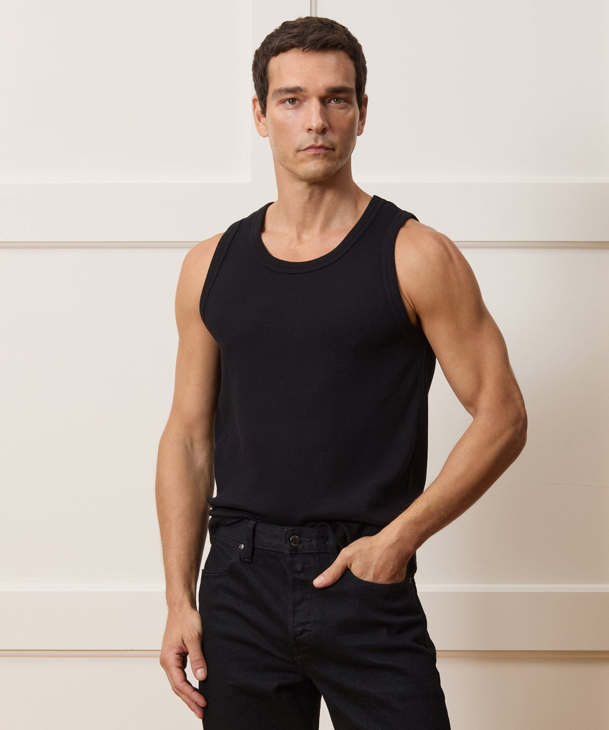 Todd Snyder Cotton Ribbed Tank - Black