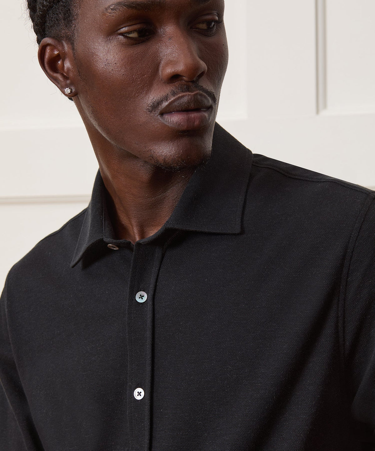 Todd Snyder Cotton-Cashmere Pique Dress Shirt - Black