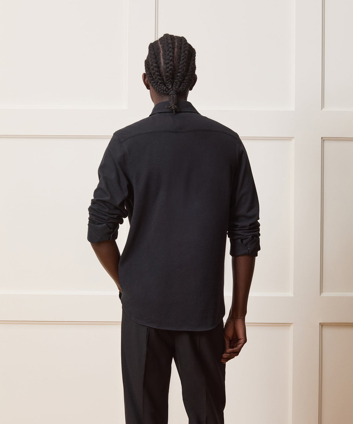 Todd Snyder Cotton-Cashmere Pique Dress Shirt - Black