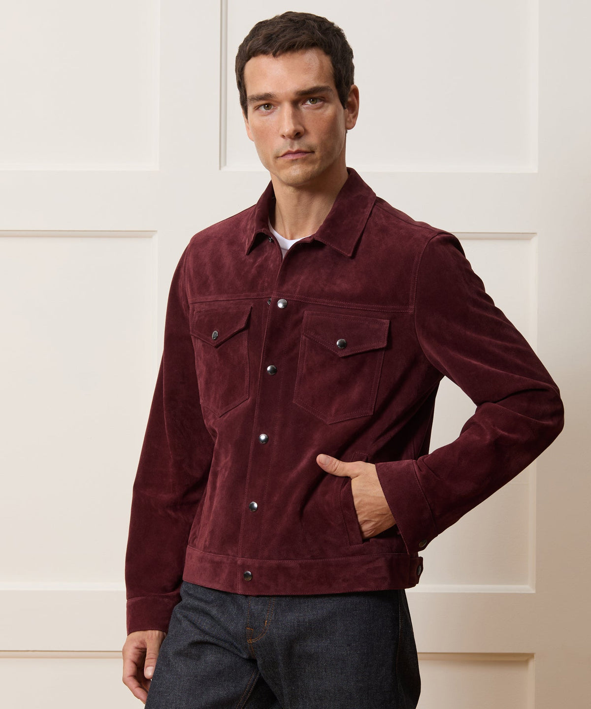 Todd Snyder Italian Suede Dylan Jacket - Oxblood Red