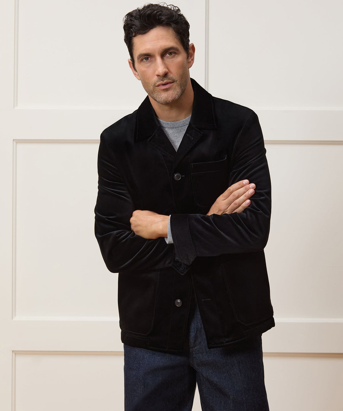 Todd Snyder Italian Velvet Tailored Chore Coat - Black