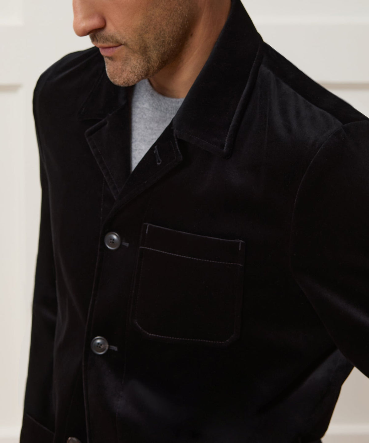 Todd Snyder Italian Velvet Tailored Chore Coat - Black