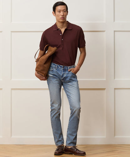 Todd Snyder Cotton Pique Polo - Burgundy