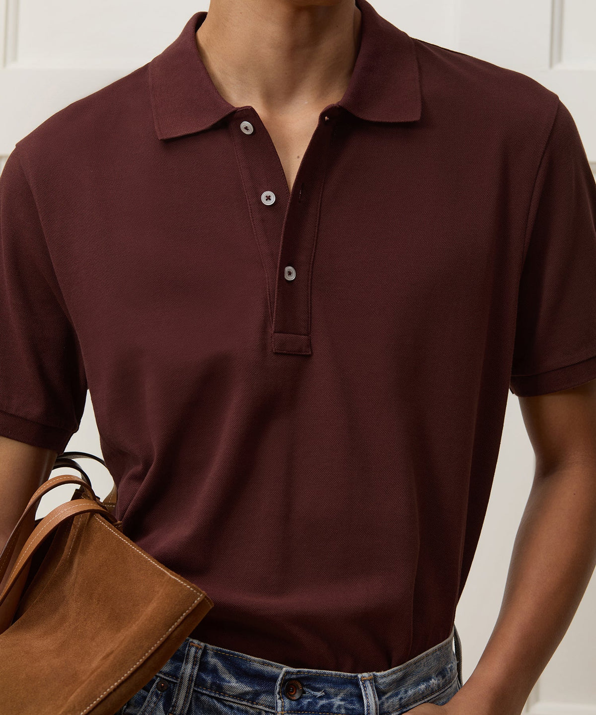 Todd Snyder Cotton Pique Polo - Burgundy