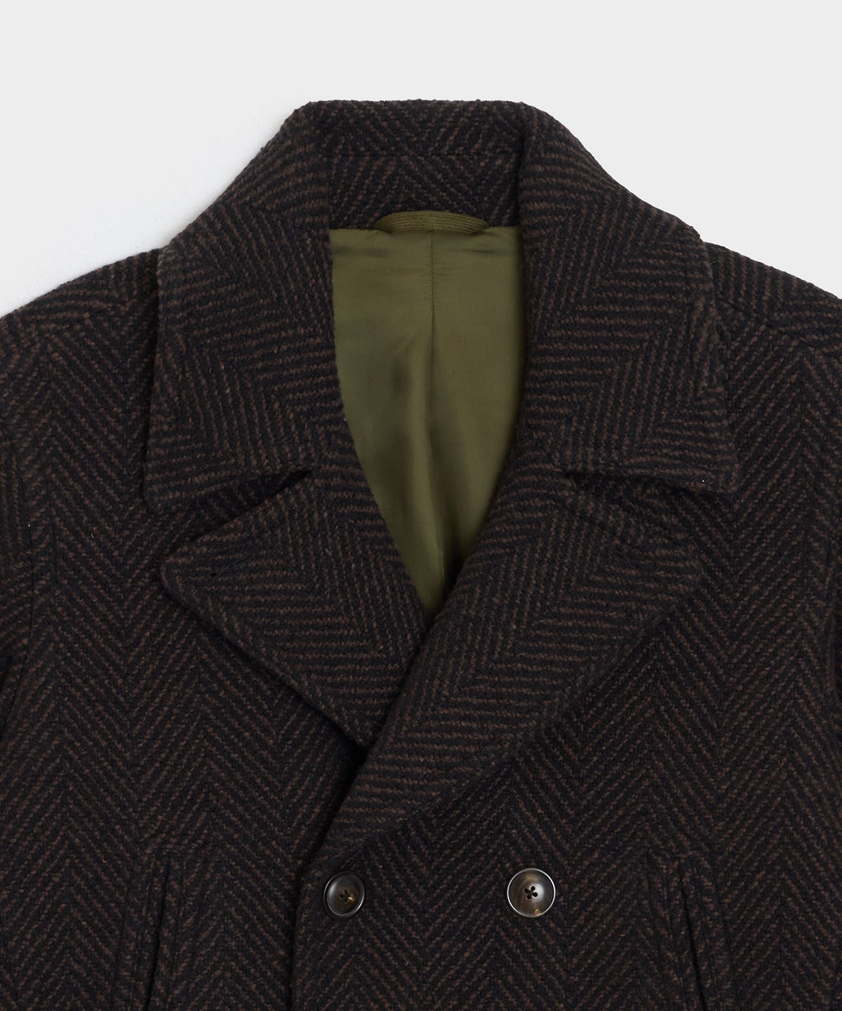 Todd Snyder Italian Wool Herringbone Peacoat - Brown