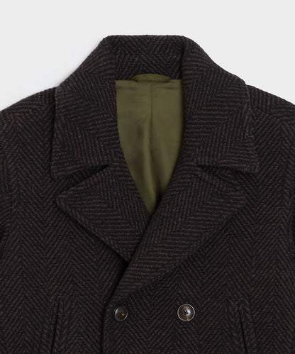 Todd Snyder Italian Wool Herringbone Peacoat - Brown
