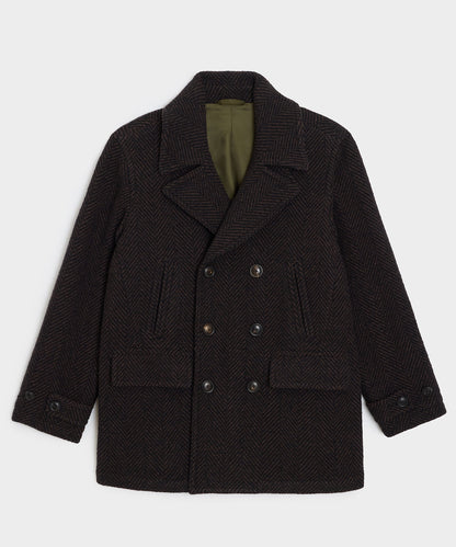 Todd Snyder Italian Wool Herringbone Peacoat - Brown