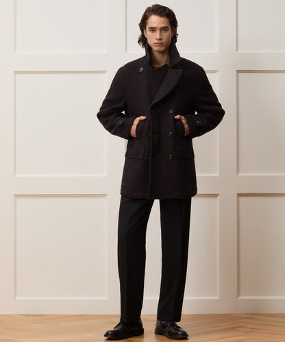 Todd Snyder Italian Wool Herringbone Peacoat - Brown