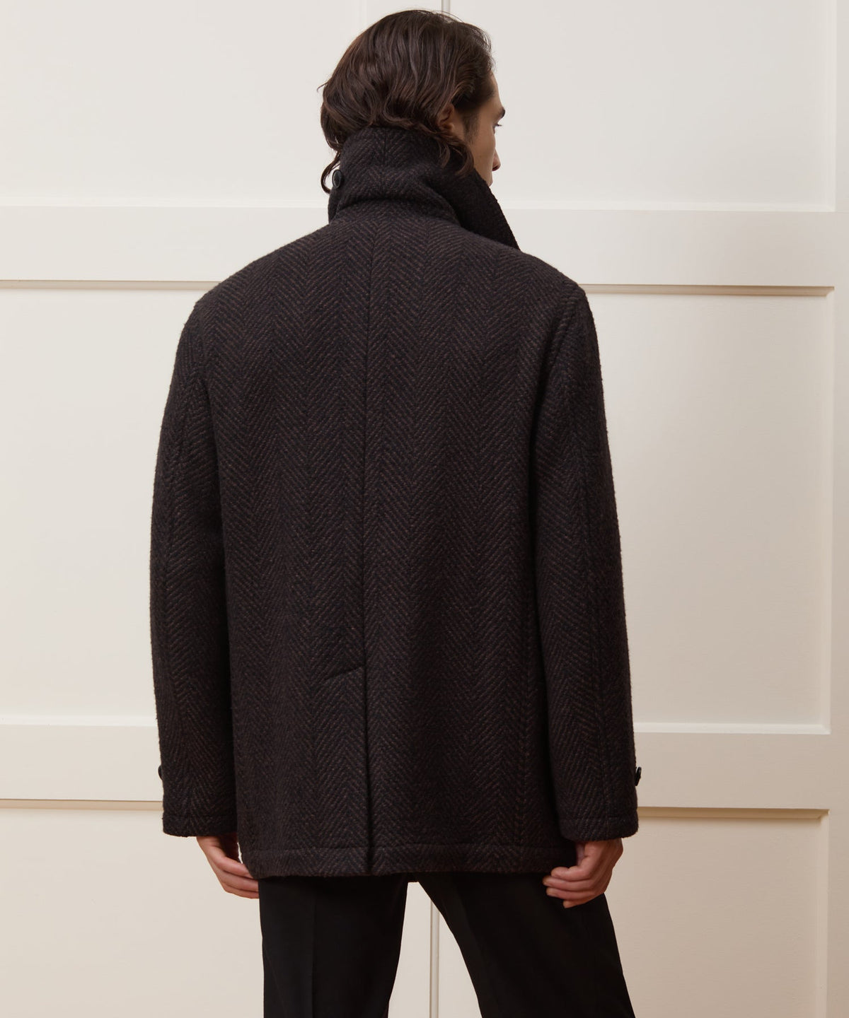 Todd Snyder Italian Wool Herringbone Peacoat - Brown