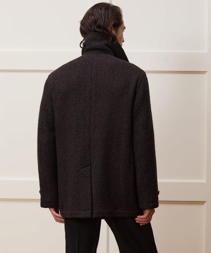 Todd Snyder Italian Wool Herringbone Peacoat - Brown