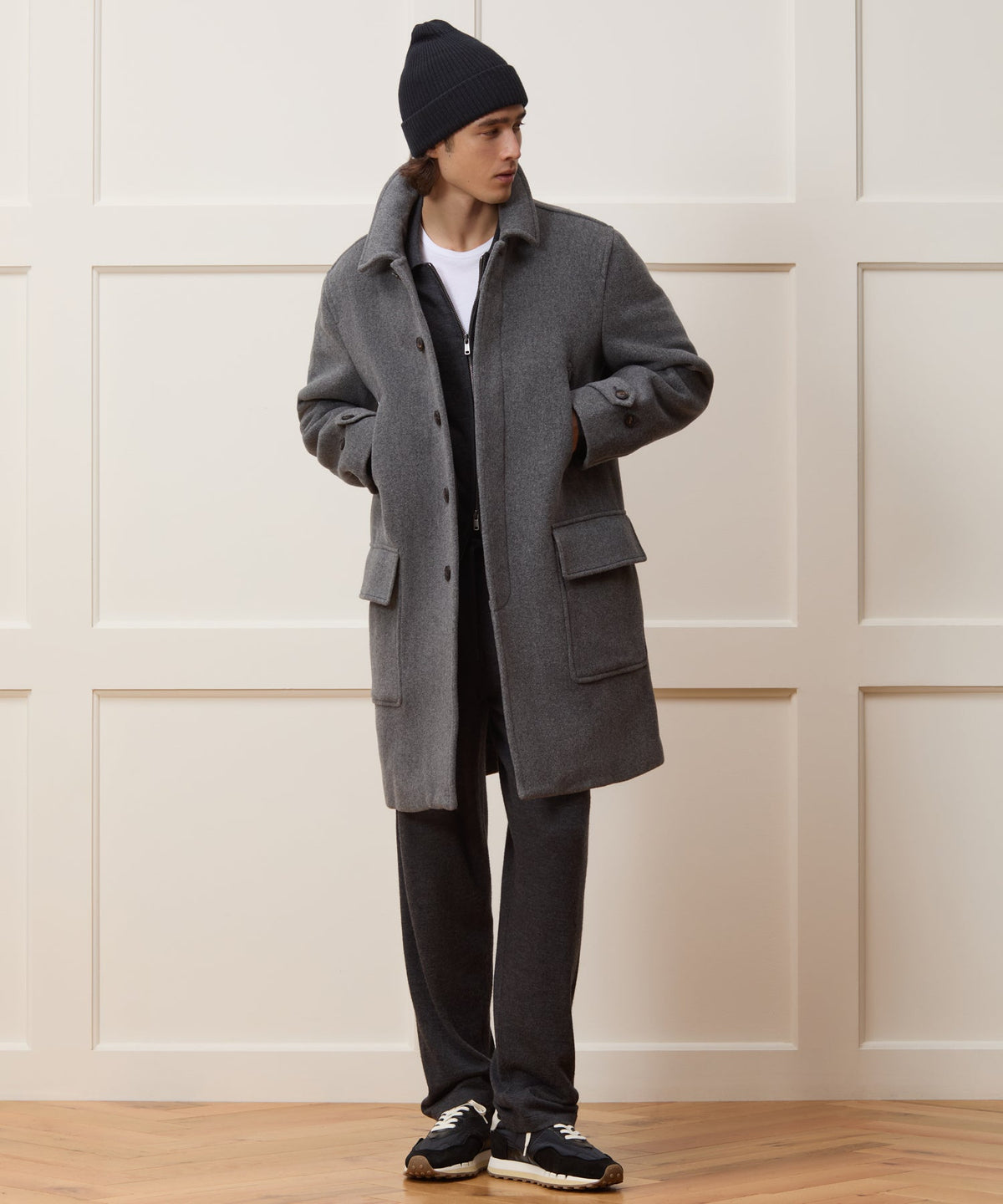 Todd Snyder Italian Wool-Alpaca Car Coat - Light Grey