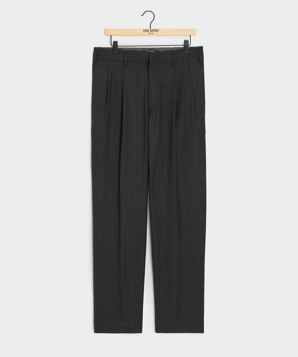 Todd Snyder Italian Flannel Striped Hollywood Trouser - Charcoal