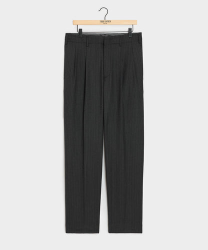 Todd Snyder Italian Flannel Striped Hollywood Trouser - Charcoal