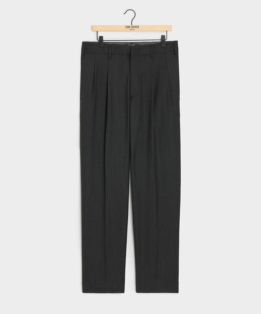 Todd Snyder Italian Flannel Striped Hollywood Trouser - Charcoal