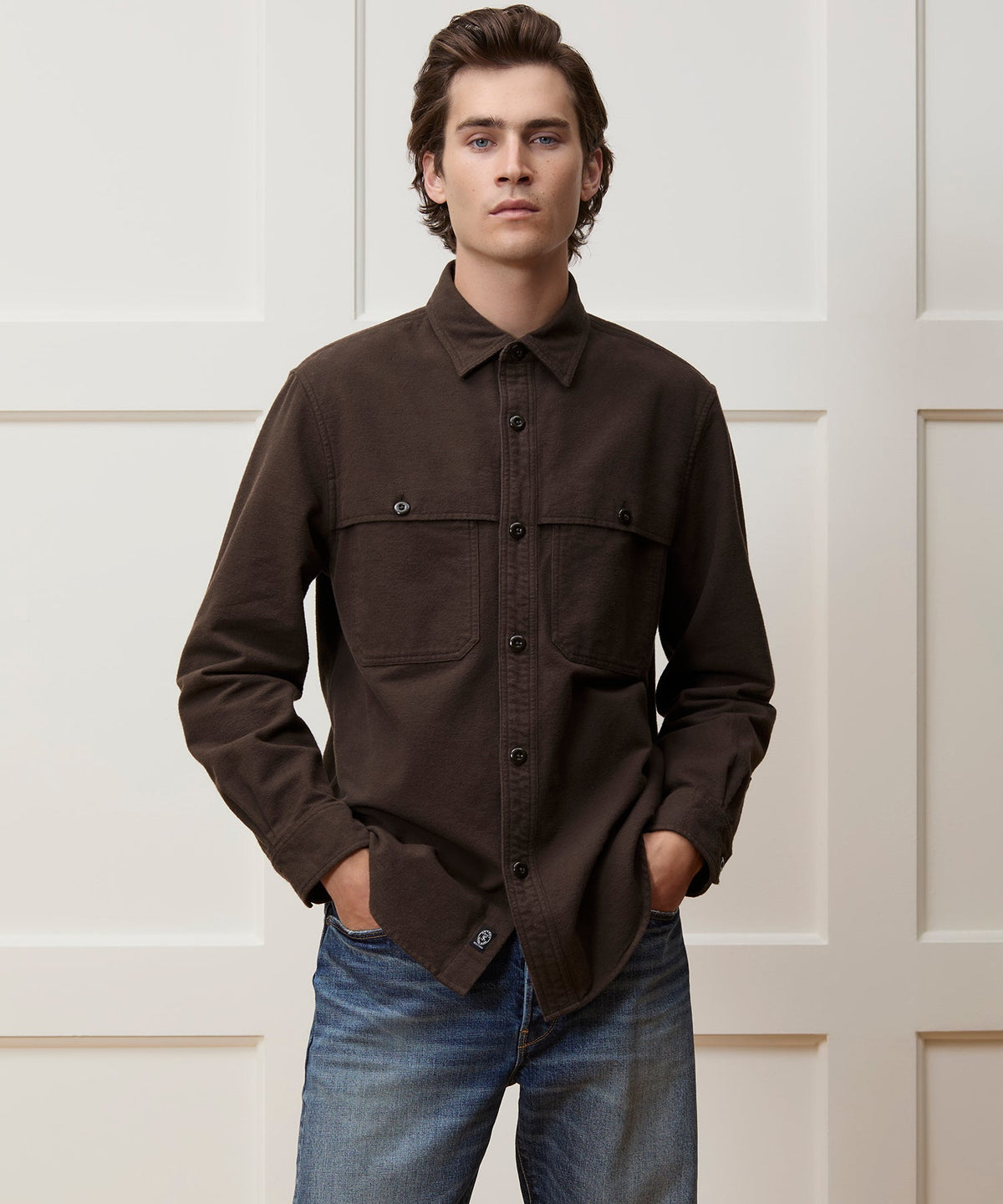 Todd Snyder Chamois Cape Shirt - Peppercorn