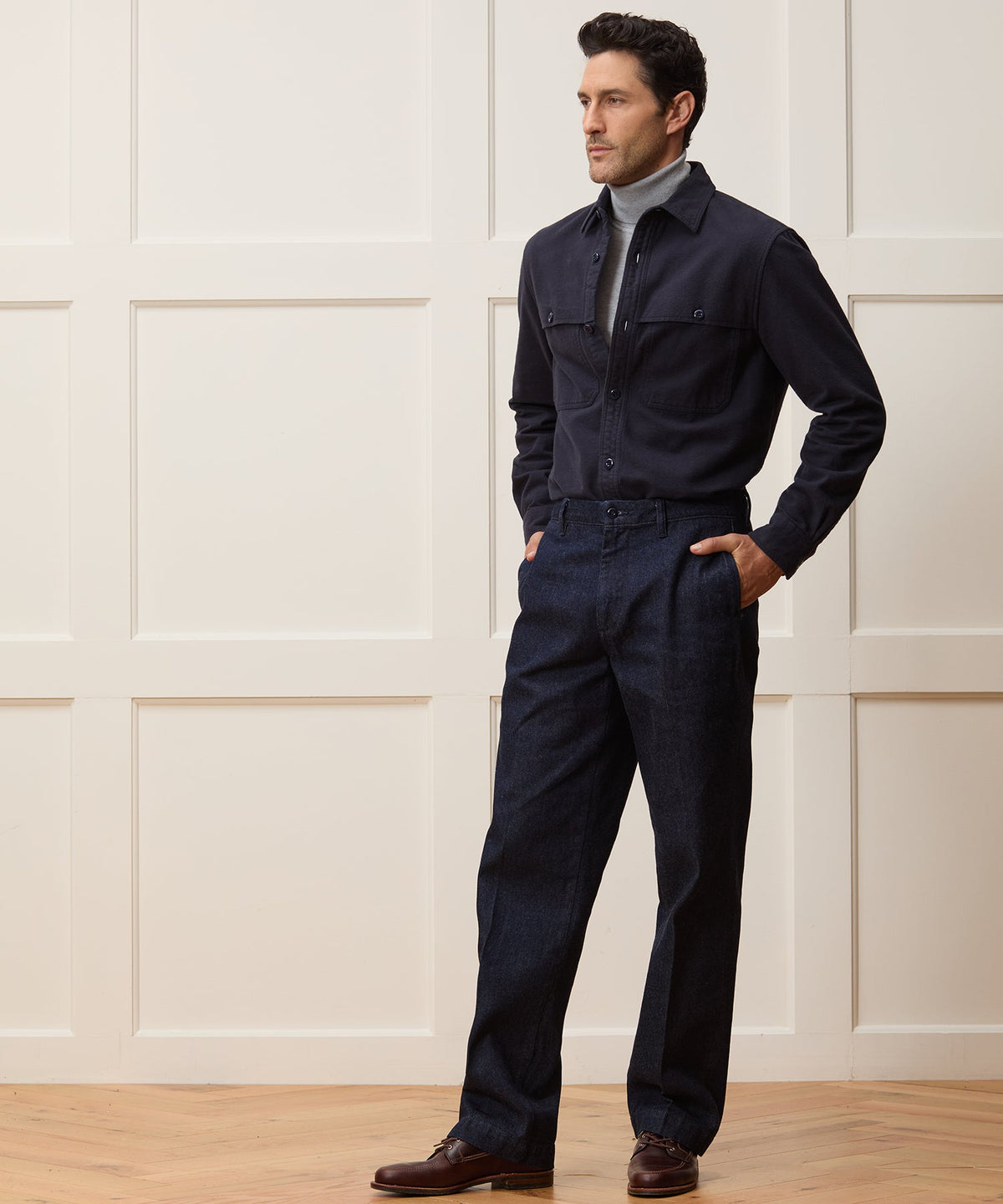 Todd Snyder Chamois Cape Shirt - Captain Navy