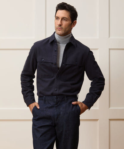 Todd Snyder Chamois Cape Shirt - Captain Navy