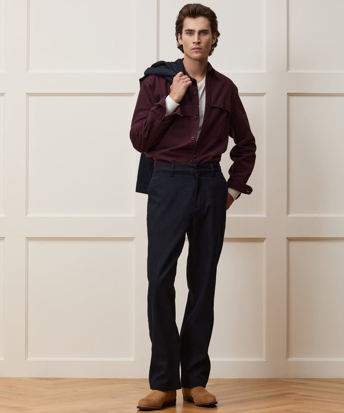 Todd Snyder Chamois Cape Shirt - Wine
