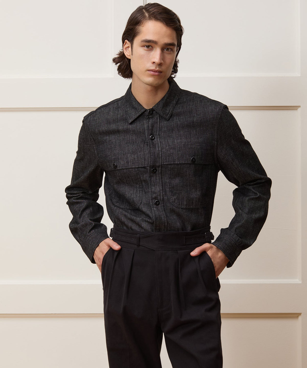 Todd Snyder Denim Cape Shirt - Black