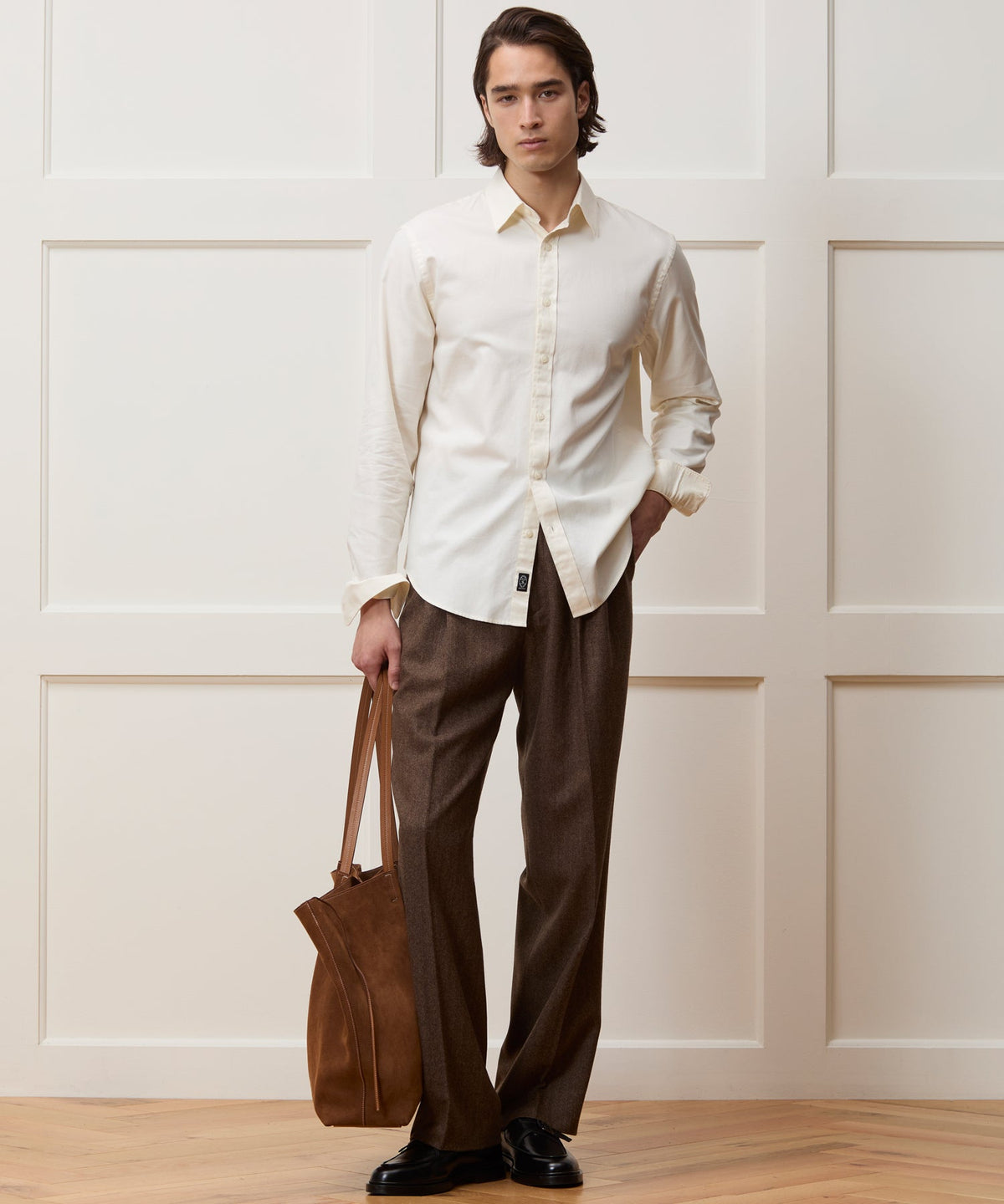 Todd Snyder Cotton Twill Long Point Collar Shirt - Ivory