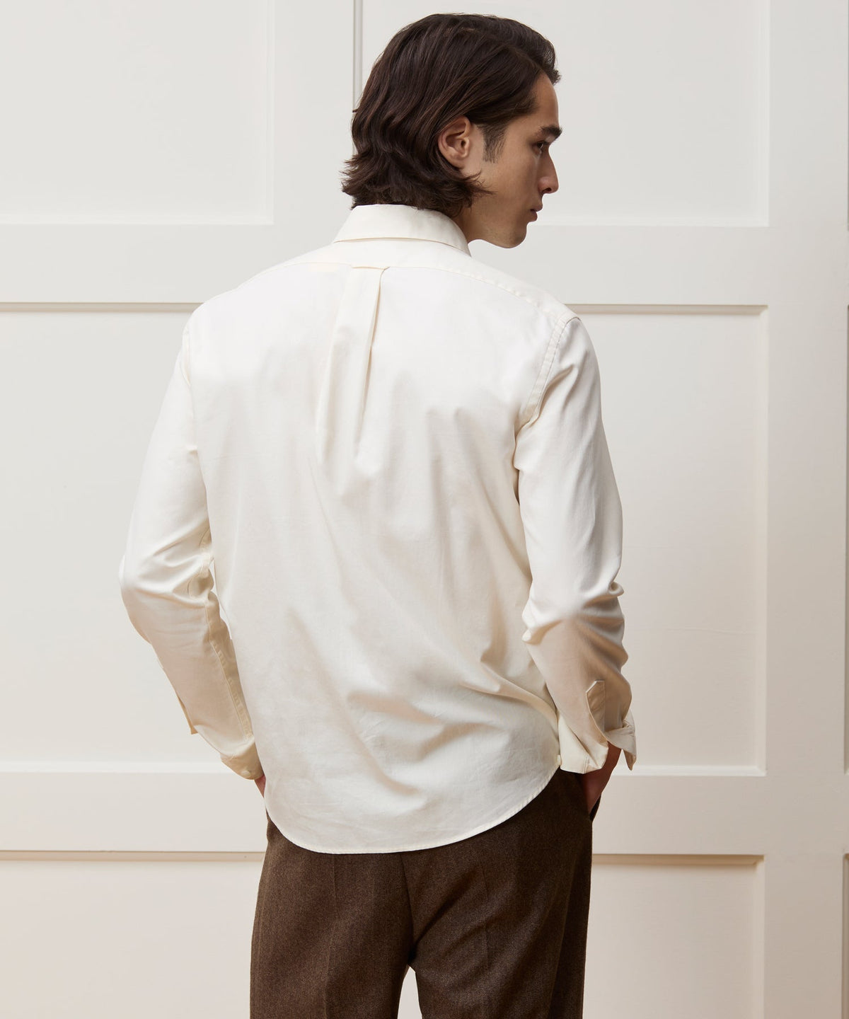 Todd Snyder Cotton Twill Long Point Collar Shirt - Ivory