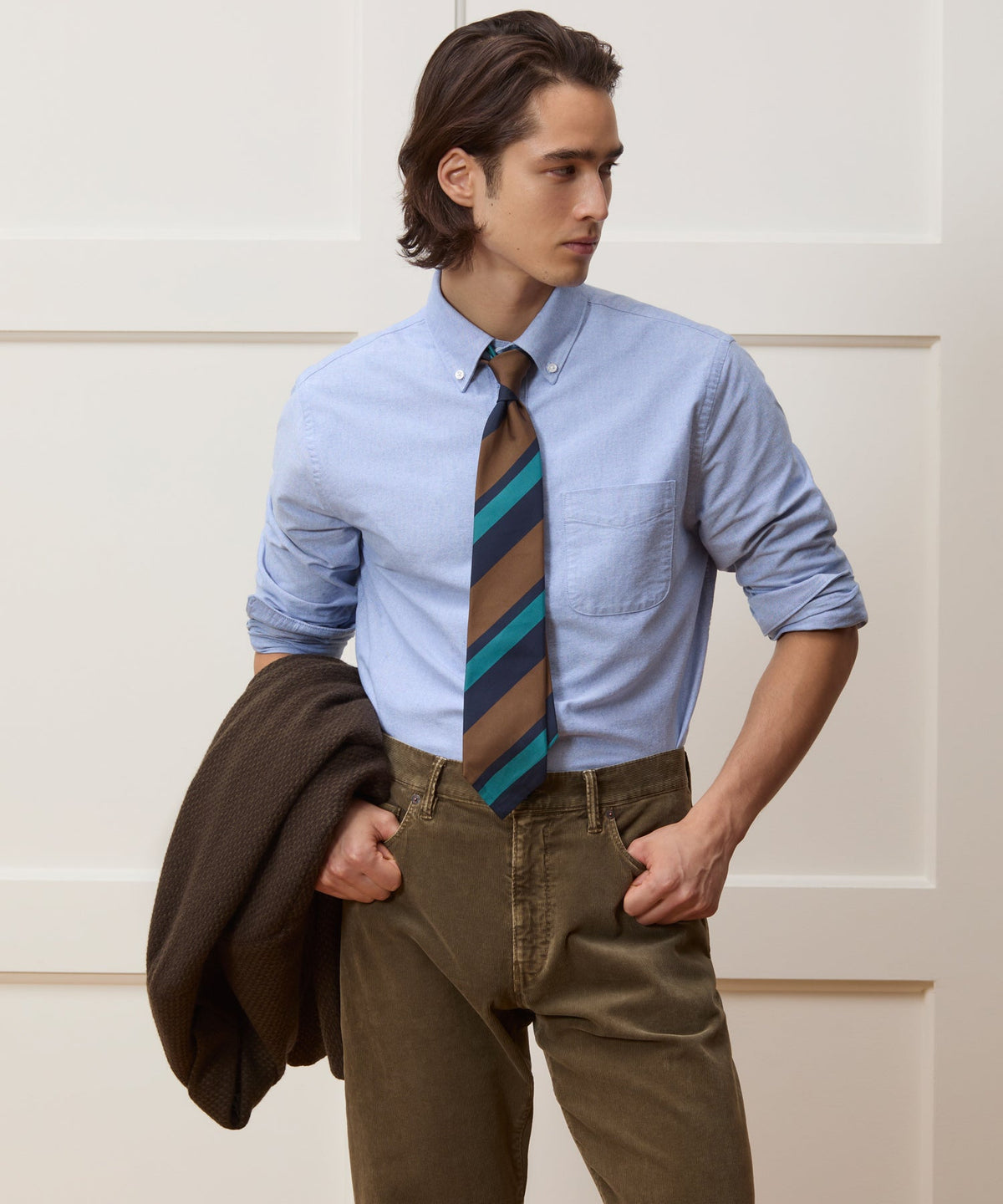 Todd Snyder Italian Silk Repp Stripe Tie - Teal