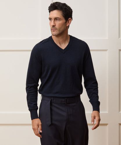 Todd Snyder Merino V-Neck Sweater - Navy