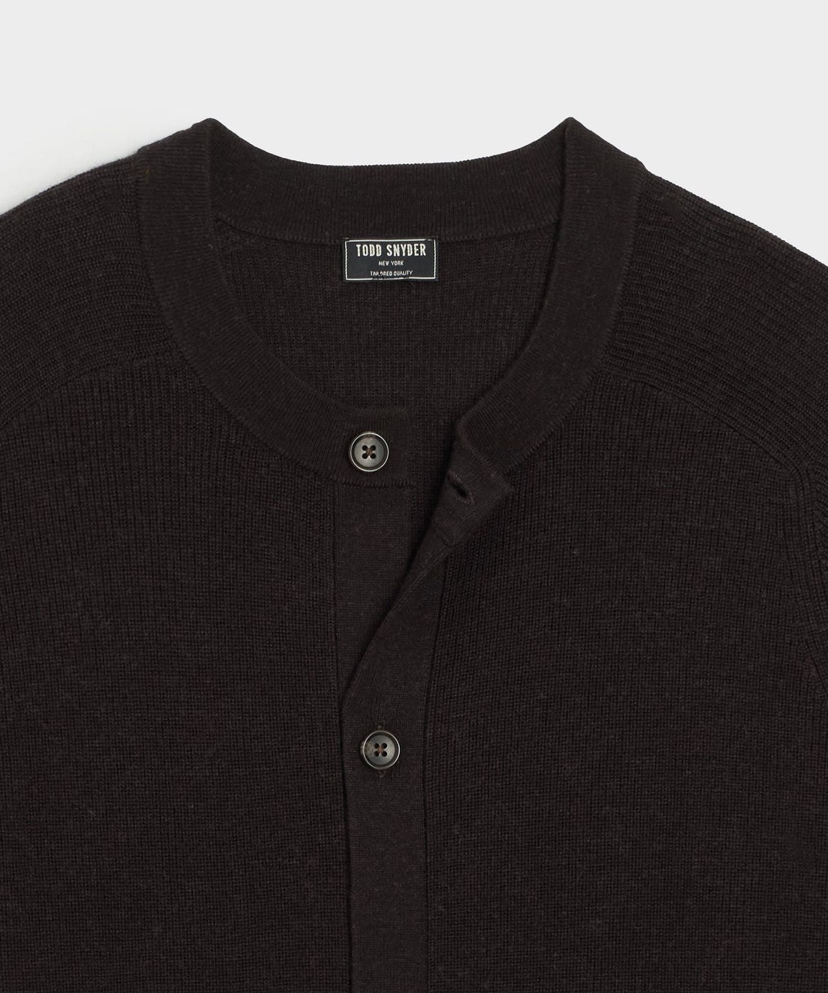 Todd Snyder Merino Crewneck Cardigan - Espresso Bean