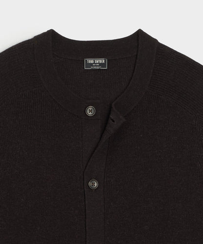Todd Snyder Merino Crewneck Cardigan - Espresso Bean