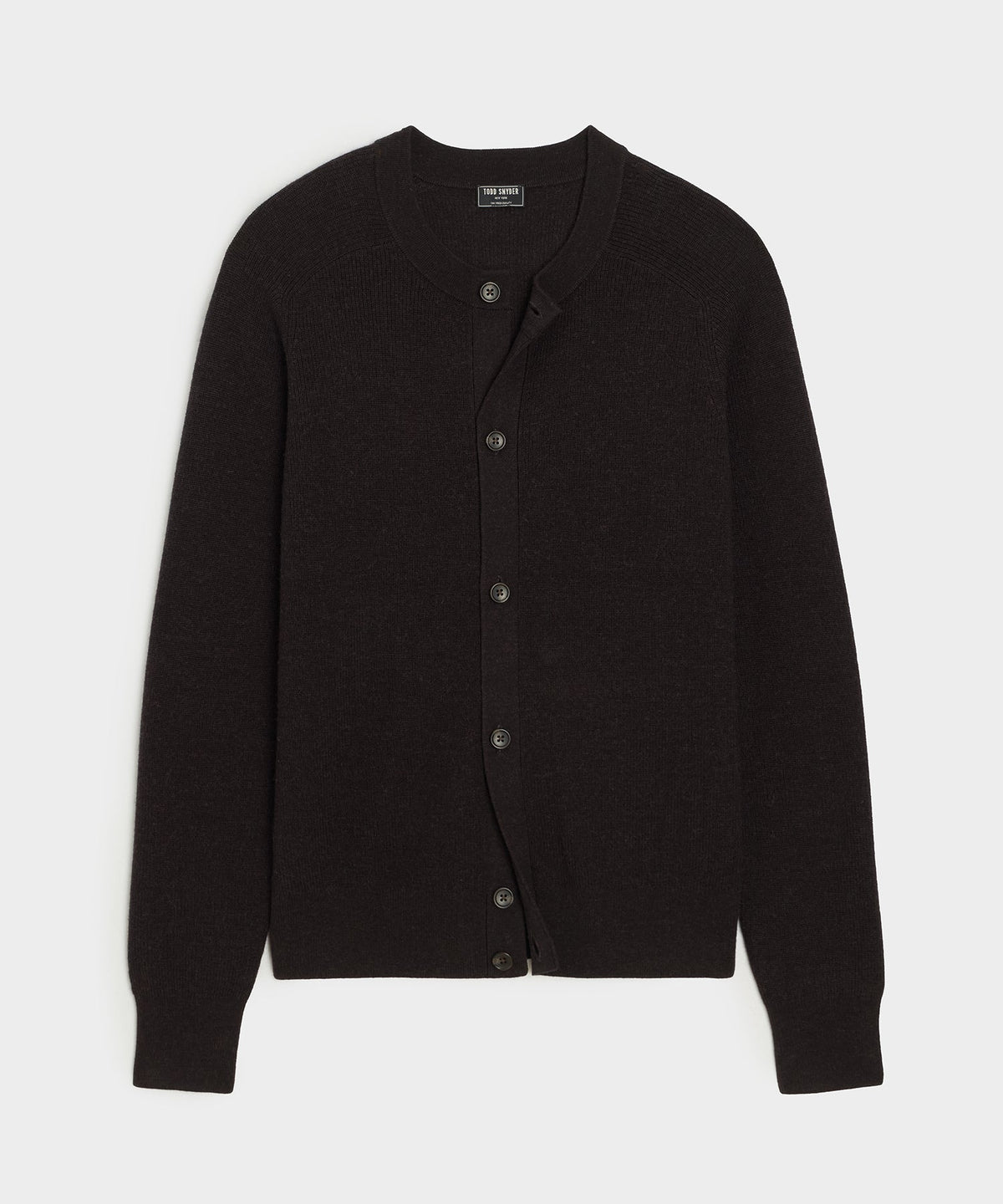 Todd Snyder Merino Crewneck Cardigan - Espresso Bean