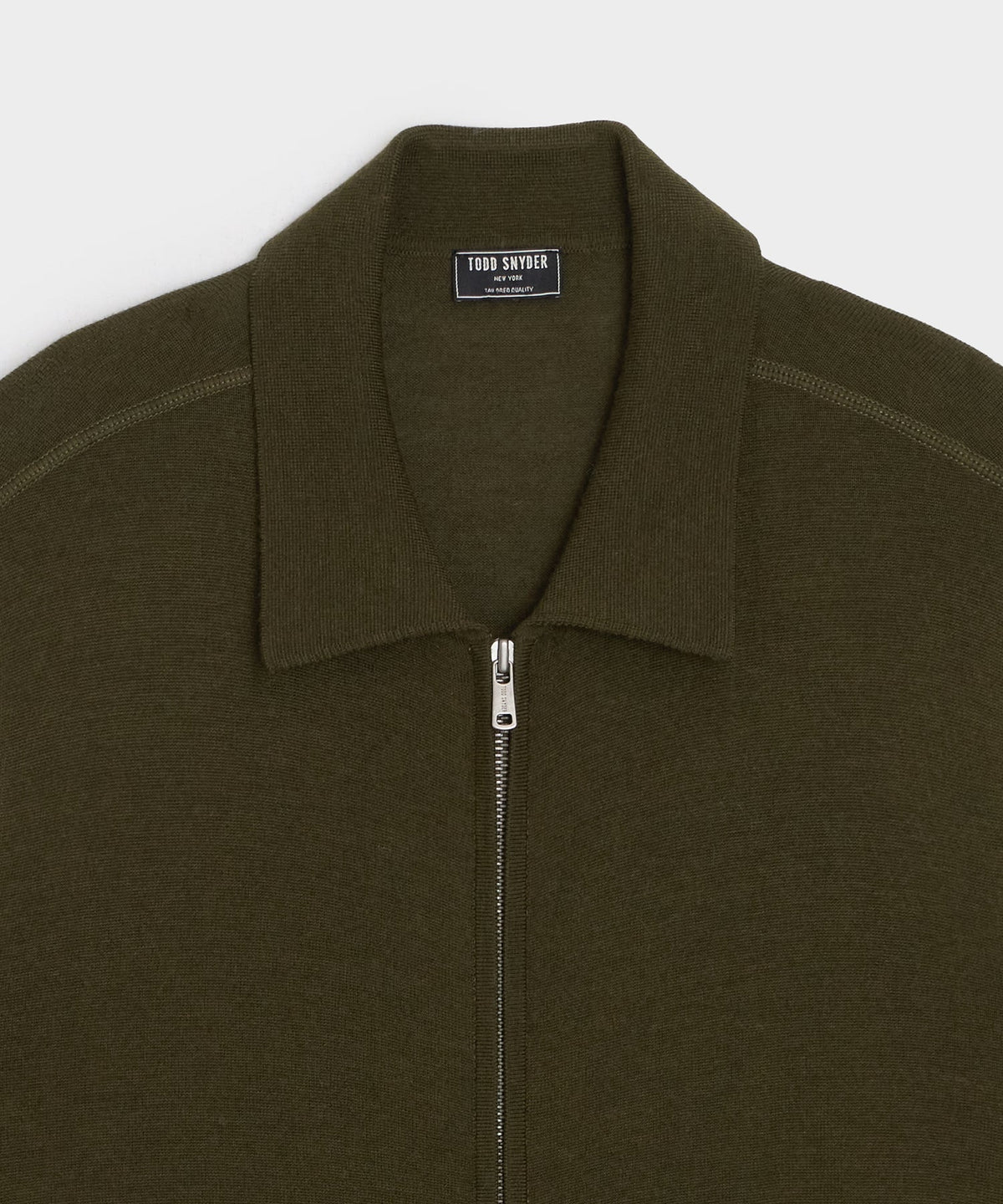 Todd Snyder Merino Full-Zip Sweater Polo - Snyder Olive