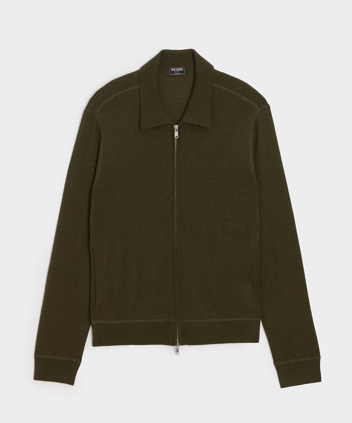 Todd Snyder Merino Full-Zip Sweater Polo - Snyder Olive