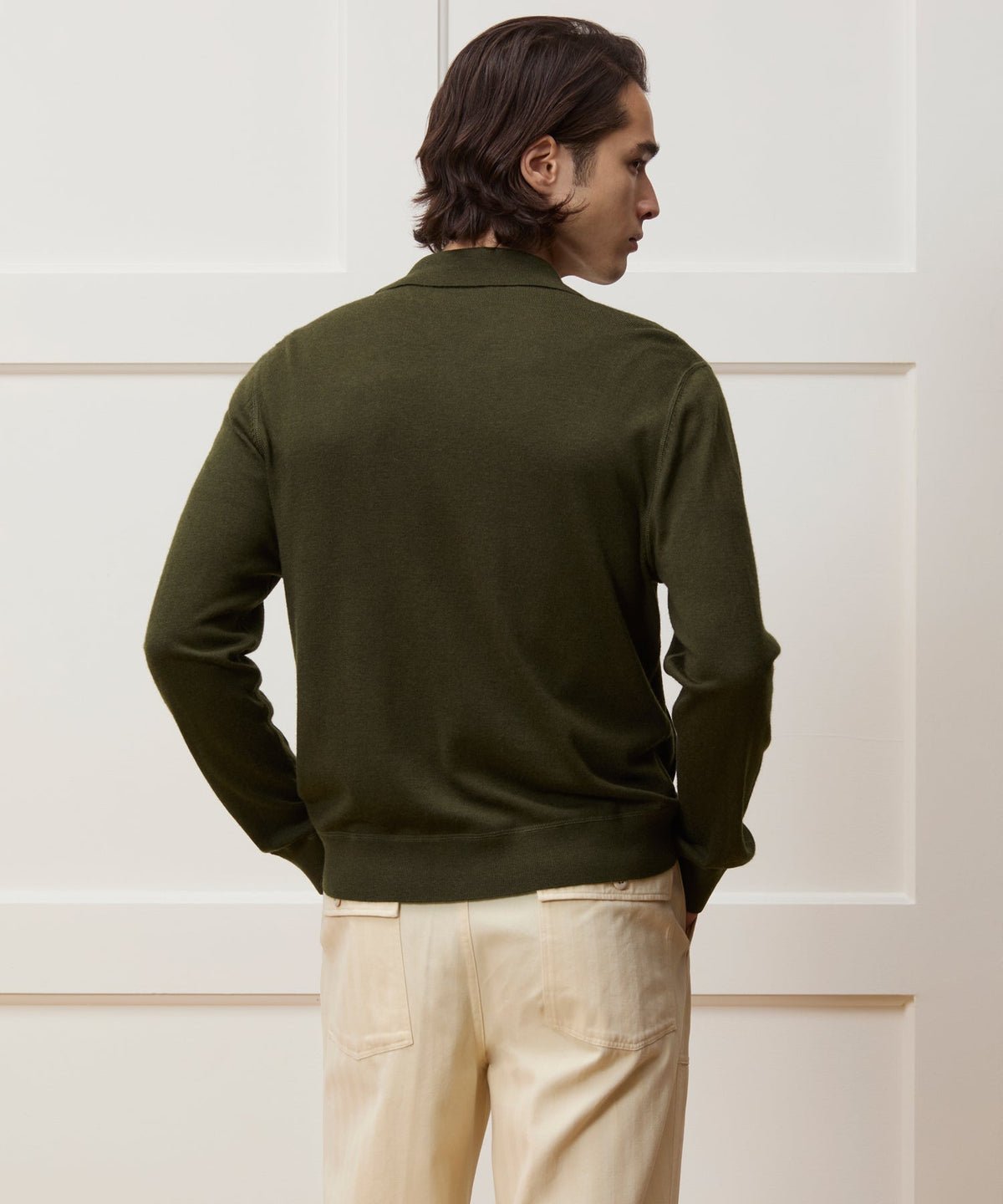 Todd Snyder Merino Full-Zip Sweater Polo - Snyder Olive